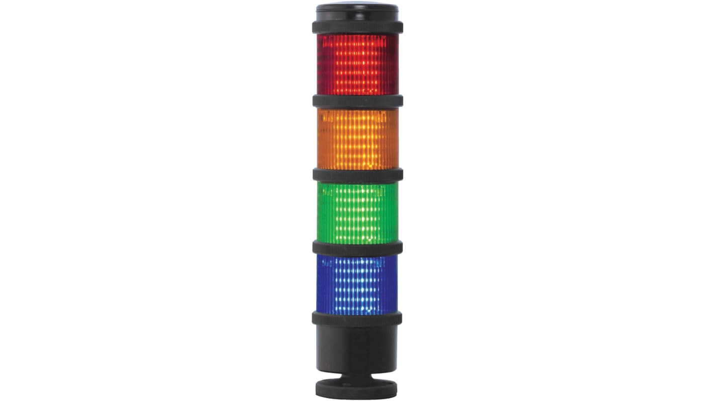 Rs-Online Torretta di segnalazione RS PRO 240 V LED 4 elementi lenti Rosso/Verde/Ambra/Blu