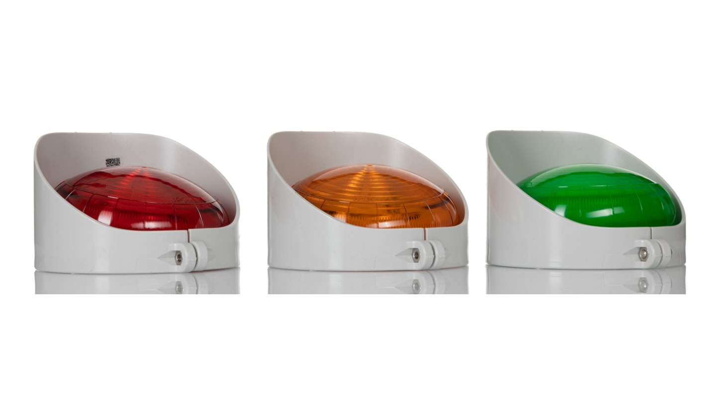 Rs-Online Semaforo LED RS PRO 12 → 24 V c.a./c.c. LED 3 elementi lenti lenti Ambra Verde Rosso con Nessuno