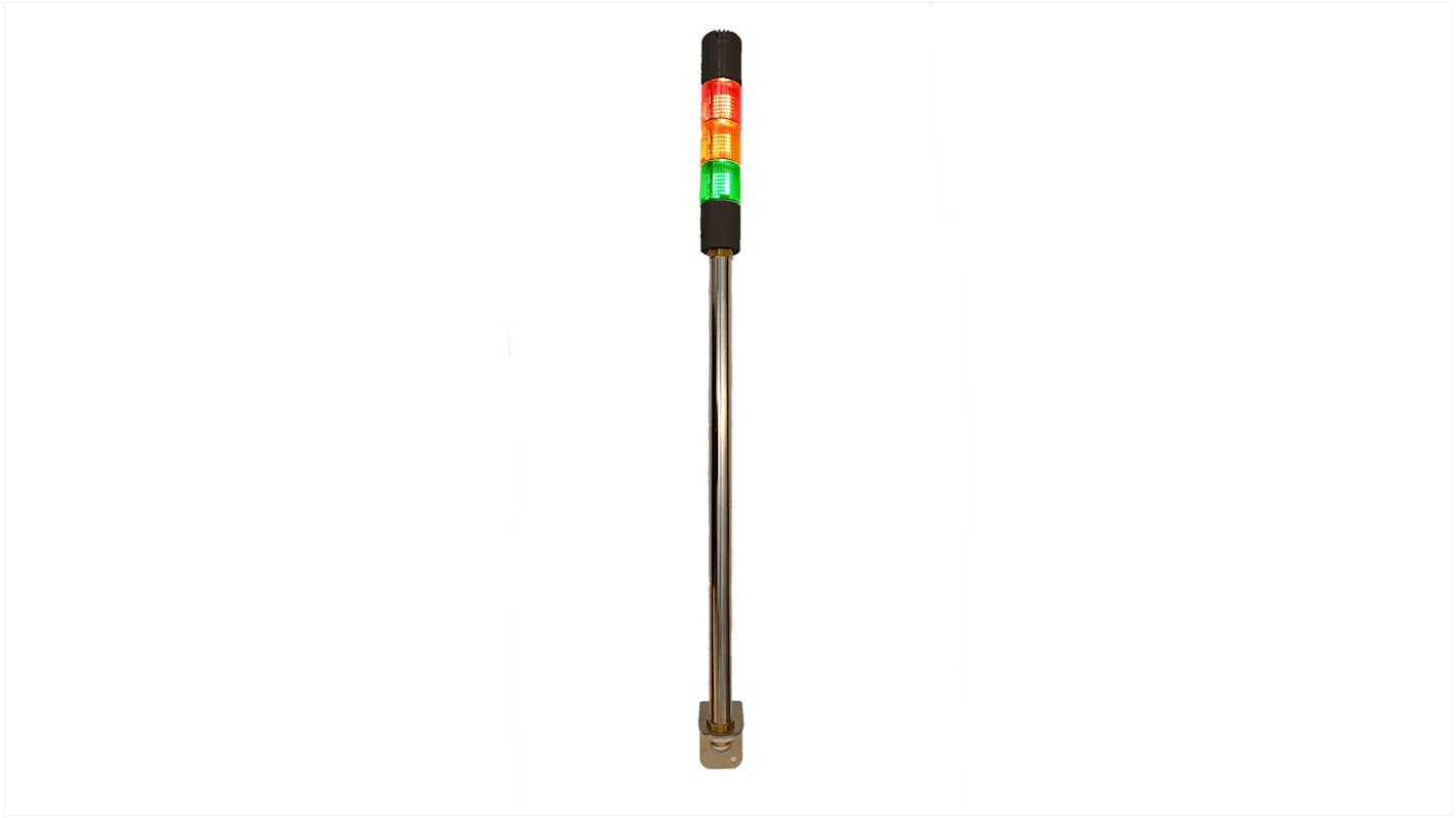 Rs-Online Torretta di segnalazione RS PRO 24 V ca/cc LED 3 elementi lenti Rosso/Verde/Ambra con Cicalino