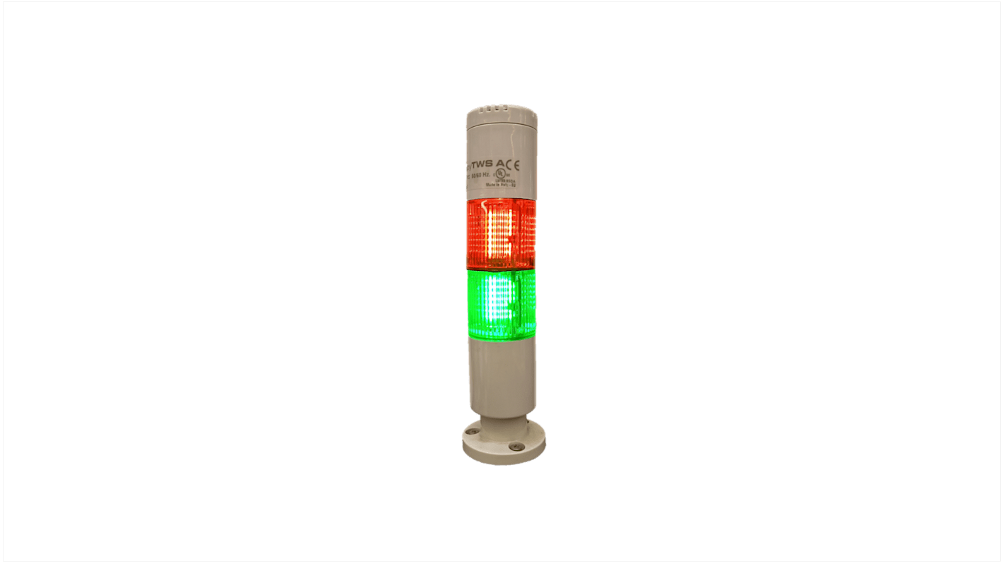 Rs-Online Torretta di segnalazione RS PRO 24 V ca/cc LED 2 elementi lenti Rosso/Verde con Cicalino