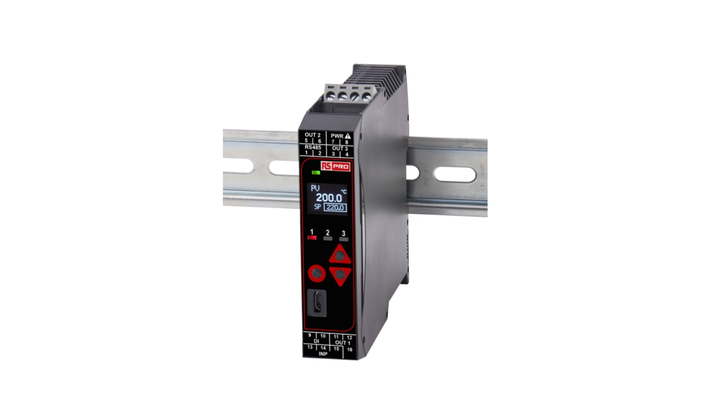 Rs-Online Termoregolatori PID RS PRO 100 → 240 V c.a. 22.5 x 110mm 2 uscite Relè Relè-CO