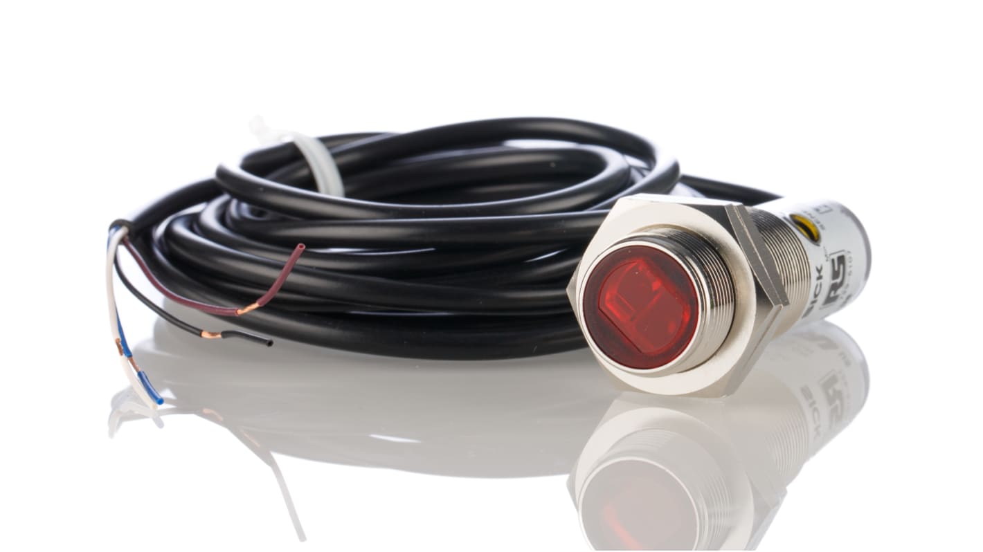 Rs-Online Sensore fotoelettrico Cilindrico RS PRO a soppressione di sfondo rilevamento 1 mm → 140 mm uscita PNP
