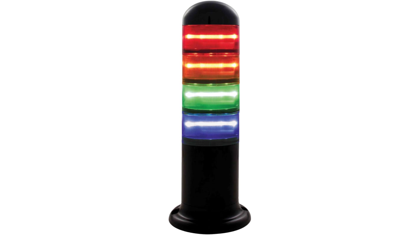Rs-Online Torretta di segnalazione RS PRO 120 → 240 V LED 4 elementi lenti Nero