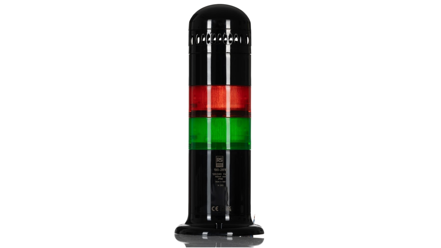 Rs-Online Torretta di segnalazione RS PRO 120→ 240 V AC LED 6 elementi lenti Verde/Rosso