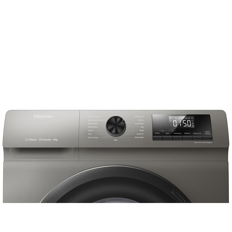 ﻿Hisense WFQP8014EVMT lavatrice Caricamento frontale 8 kg 1400 Giri/min Acciaio inox Soddisfazione Garantita