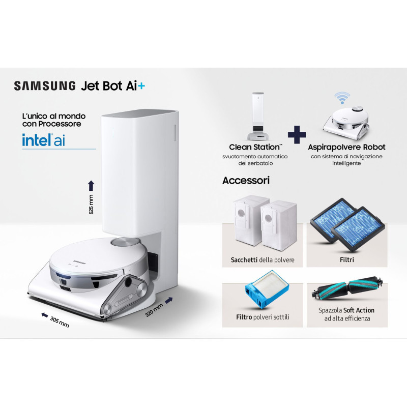 Samsung Robot Aspirapolvere Jetbot AI+ VR50T95735W Vendita Calda
