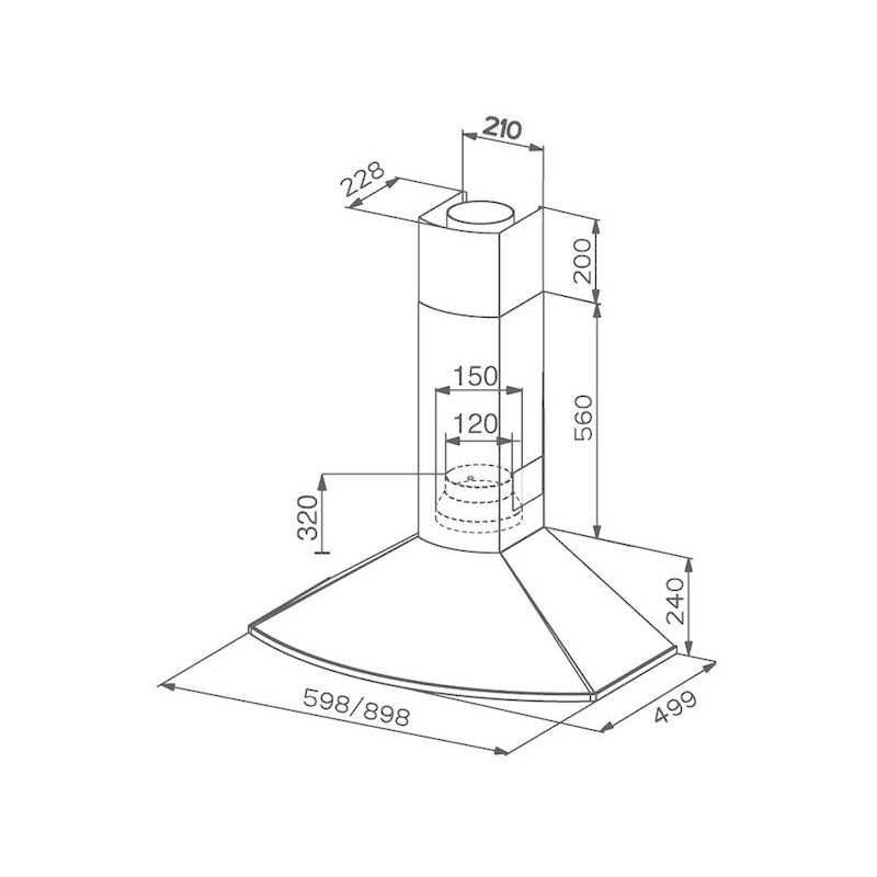 FABER S.p.A. TENDER X A60 Cappa aspirante a parete Acciaio inox 400 m³/h D Pezzi Unici