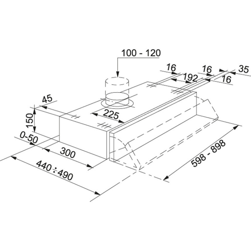 Franke FSI 632 Integrato a soffitto Grigio 370 m³/h D Presa