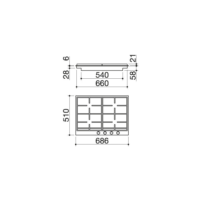 Barazza 1PBF74 piano cottura Nero Acciaio inox Da incasso Gas 4 Fornello(i) Negozi Online