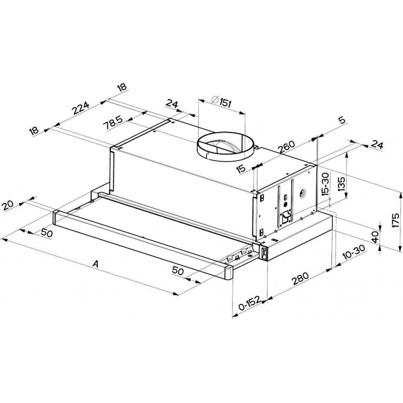 FABER 315.0635.133 Cappa Cucina Aspirante Sottopensile FLEXA NG HIP AM/X A60 420m3/h Acciaio Inox Promozione Limitata