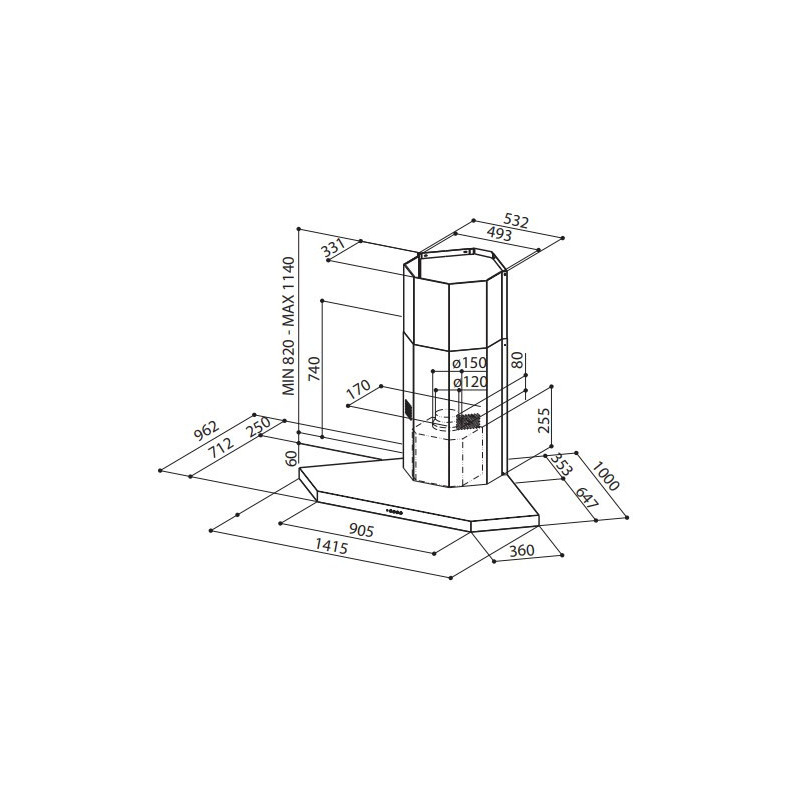 FABER S.p.A. Stilo Angolo/SP Led EV8 X A100 Acciaio inox 700 m³/h C Outlet
