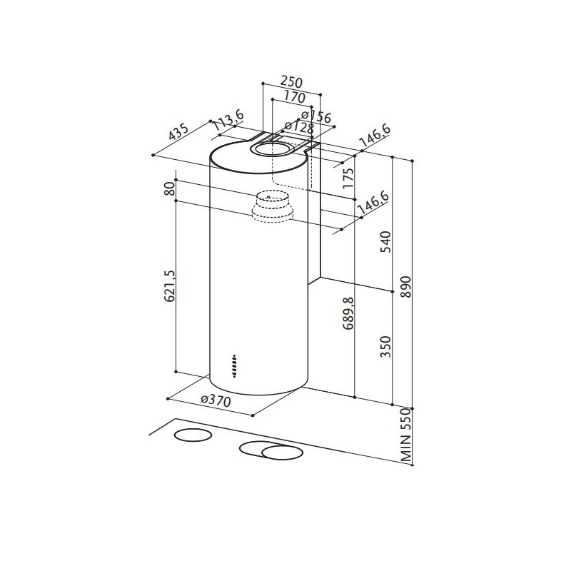 FABER S.p.A. Cylindra/2 EV8 2EL XH890 Cappa aspirante a parete Acciaio inox 570 m³/h C Hotsell