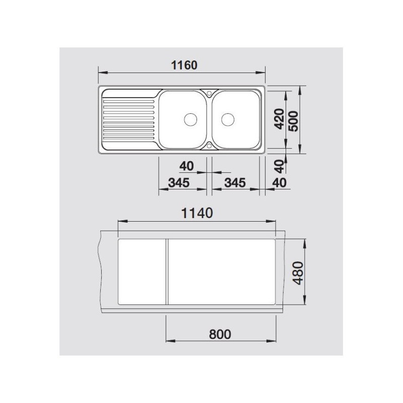 BLANCO 1324950 Lavello TIPO 8 S Compact 2 vasche Dx dimensione 1160x500 mm Acciaio Inox Acquista Ora