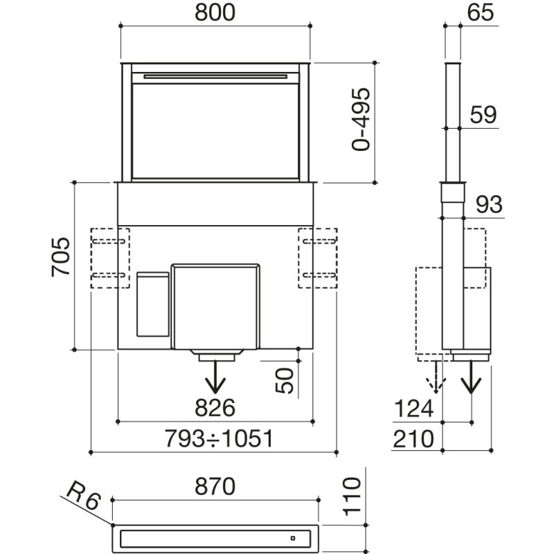 Barazza 1KBDD9 cappa aspirante Aspirazione verso il basso Acciaio inox 1000 m³/h C Vendita Calda