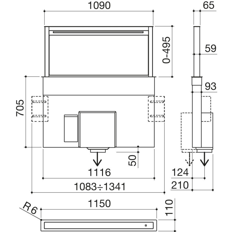 Barazza 1KBDD12 cappa aspirante Aspirazione verso il basso Acciaio inox 1000 m³/h C Italia