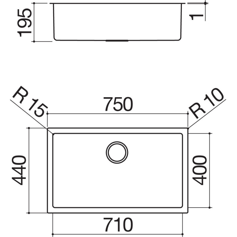 Barazza 1X7040I lavello Lavello ad incasso Rettangolare Acciaio inox Sostegno trimestrale