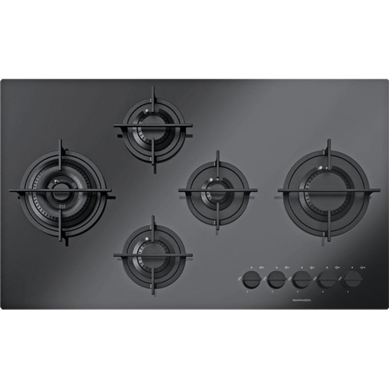 Barazza 1PMD95N piano cottura Nero Da incasso 90 cm Gas 5 Fornello(i)