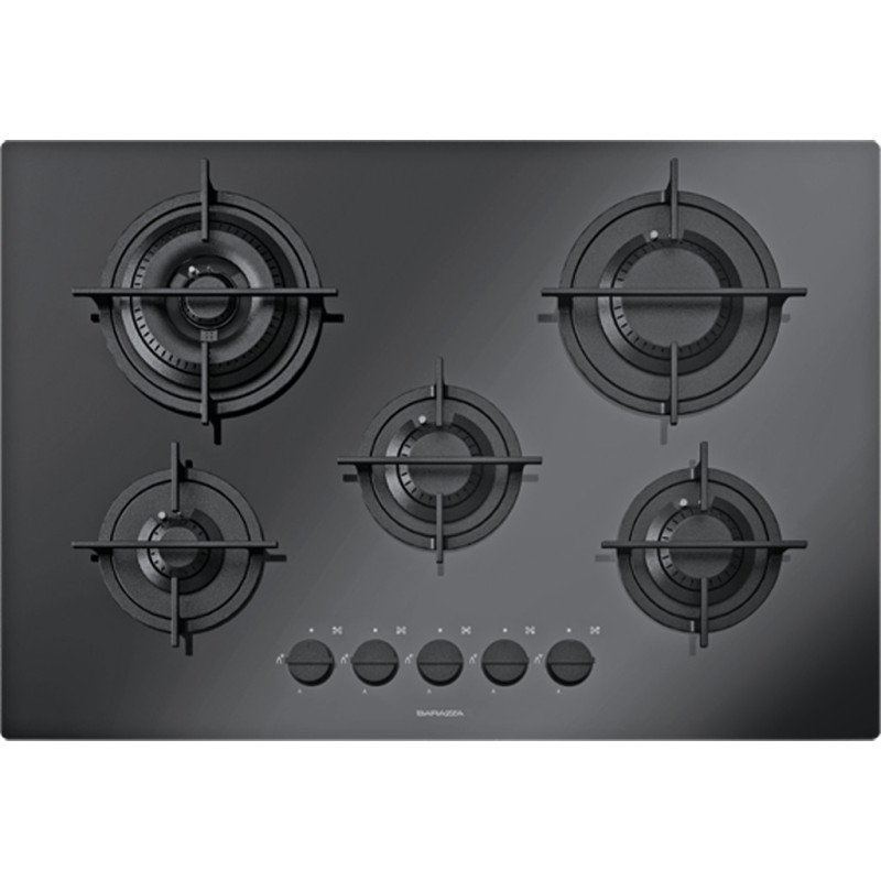 Barazza 1PMD70N piano cottura Nero Da incasso 75 cm Gas 5 Fornello(i)