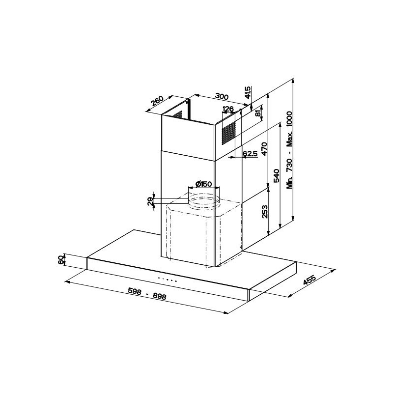 FABER S.p.A. Stilo Glass Smart A60 Cappa aspirante a parete Acciaio inox 690 m³/h B Prezzo Ridotto
