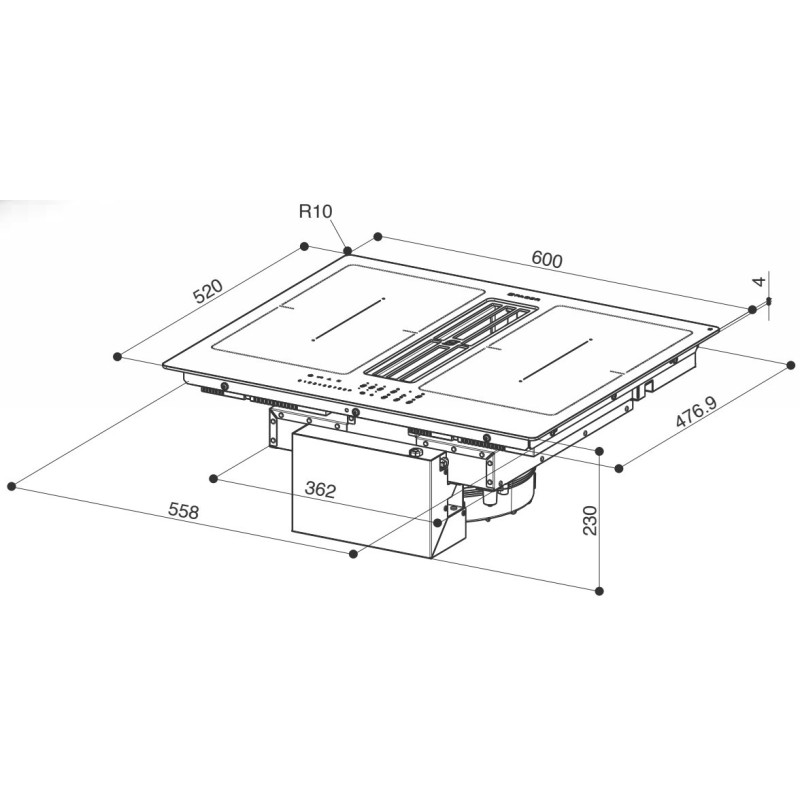 FABER S.p.A. Galileo Smart BK A600 Nero Da incasso 60 cm Piano cottura a induzione 4 Fornello(i)