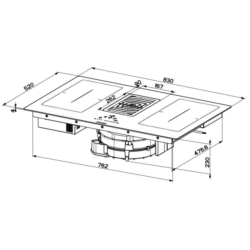 FABER S.p.A. Hob Galileo Smart BK Glass A830 Nero Da incasso 83 cm Piano cottura a induzione 4 Fornello(i) Novità