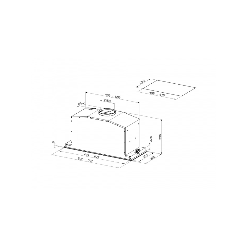 FABER cappa sottopensile BI-AIR KL 305.0615.686 vetro nero e marrone chiaro da 52cm Economico