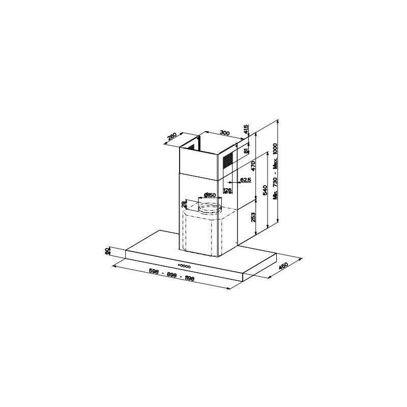 FABER S.p.A. Stilo Comfort X A120 Cappa aspirante a parete Acciaio inox 690 m³/h B Vendite Flash