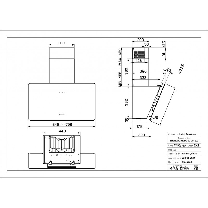 FABER 330.0615.674 cappa aspirante a parete glam light zero drip 730m³/h classe b vetro sabbia opaco Negozio online di fabbrica