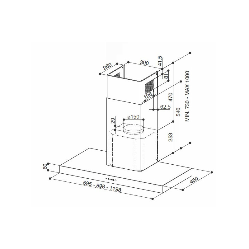 FABER S.p.A. Stilo Smart X A60 Cappa aspirante a parete Acciaio inox 435 m³/h D Offerta speciale