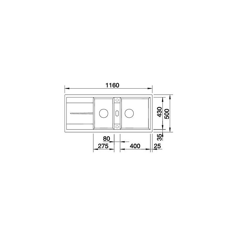 BLANCO 1517357 Metra 8 S 2 vasche+gocciolatoio reversibile 116x50cm Silgranit Tartufo Presa