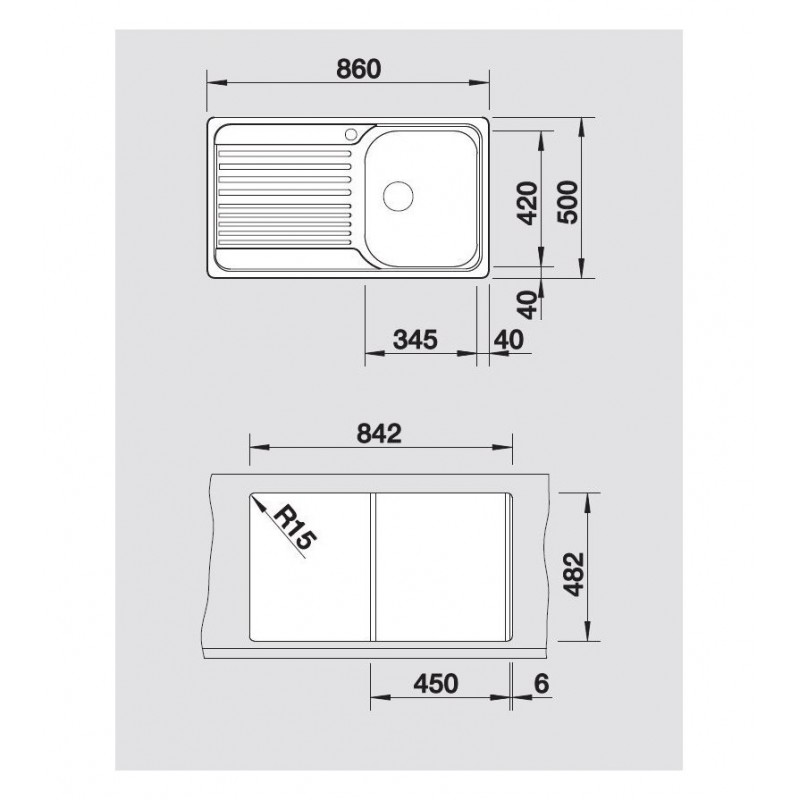 BLANCO 1324947 Lavello Tipo 45 S 1 vasca Dx 86x50cm Acciaio Inox In Saldo