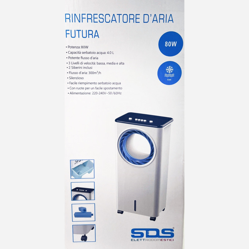 SDS Raffrescatore D'Aria Futura 80 W Capacità 4 0 L Flusso D'aria 300 m3/h - Bianco Fino al 55% di sconto