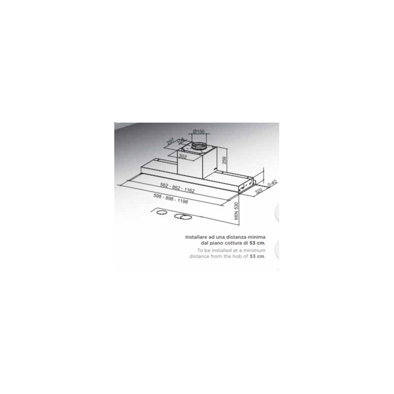 Faber Cappa ad Incasso In-Nova Touch 305.0611.153 acciaio Inox e vetro nero da 90cm Nuova