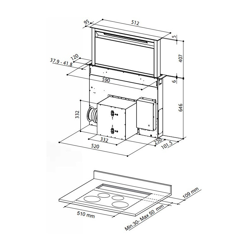 FABER S.p.A. Fabula Plus Evo+BK A60 Aspirazione verso il basso Nero 630 m³/h B Negozio online di fabbrica