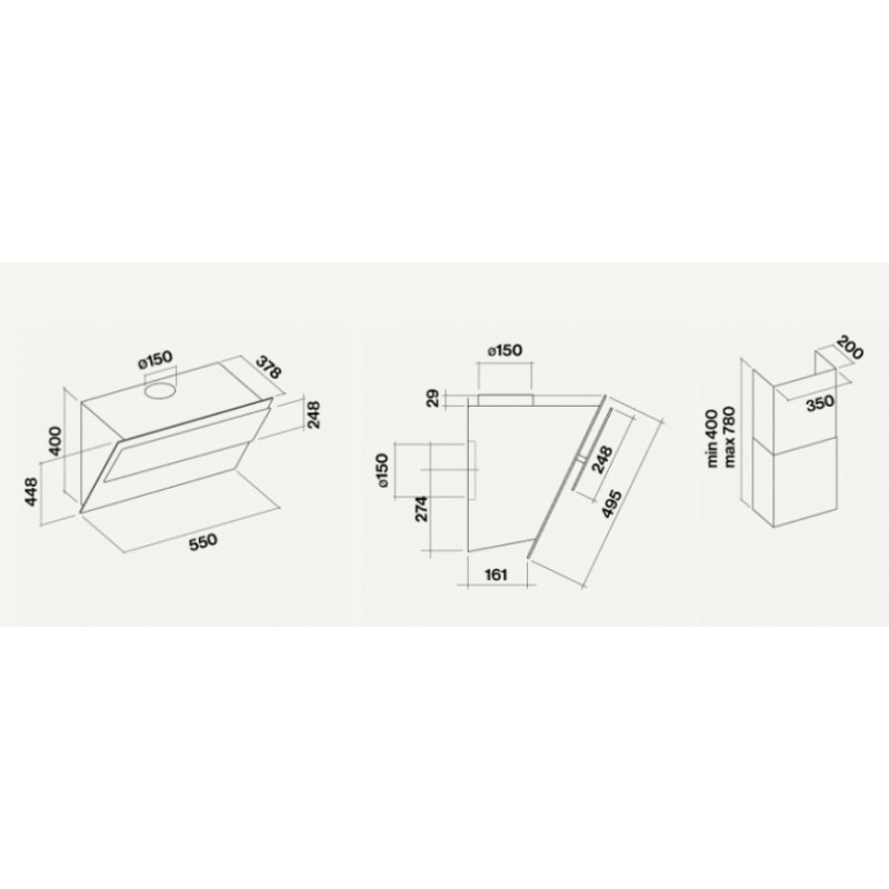 Falmec Verso Cappa aspirante a parete Nero 800 m³/h A Online Outlet